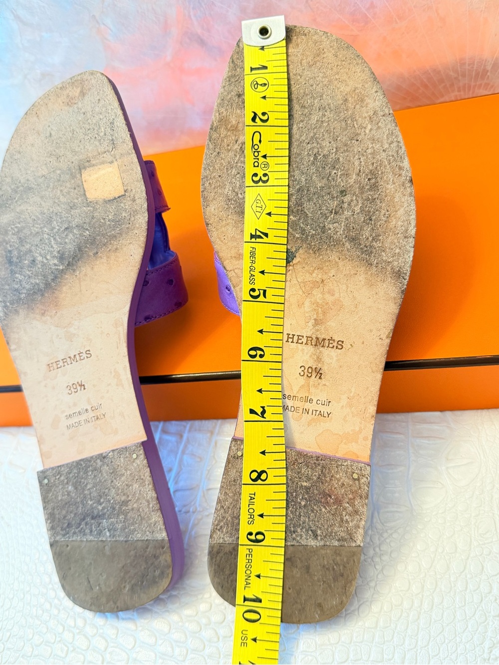 Hermes Oran sandals slides slippers lavender ostrich leather Size 39,5 ( 9,5) - Picture 15 of 16